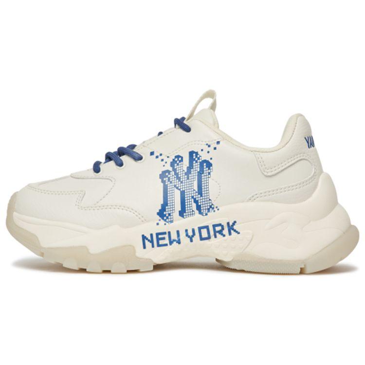 MLB Big Ball Chunky Pixel Synthetikleder Dicke Sohle Stoßdämpfung Rutschfest Verschleißfest Niedrig geschnitten Papa Schuhe Unisex Sneaker 3ASHCD22N-50BLD 40.5 white