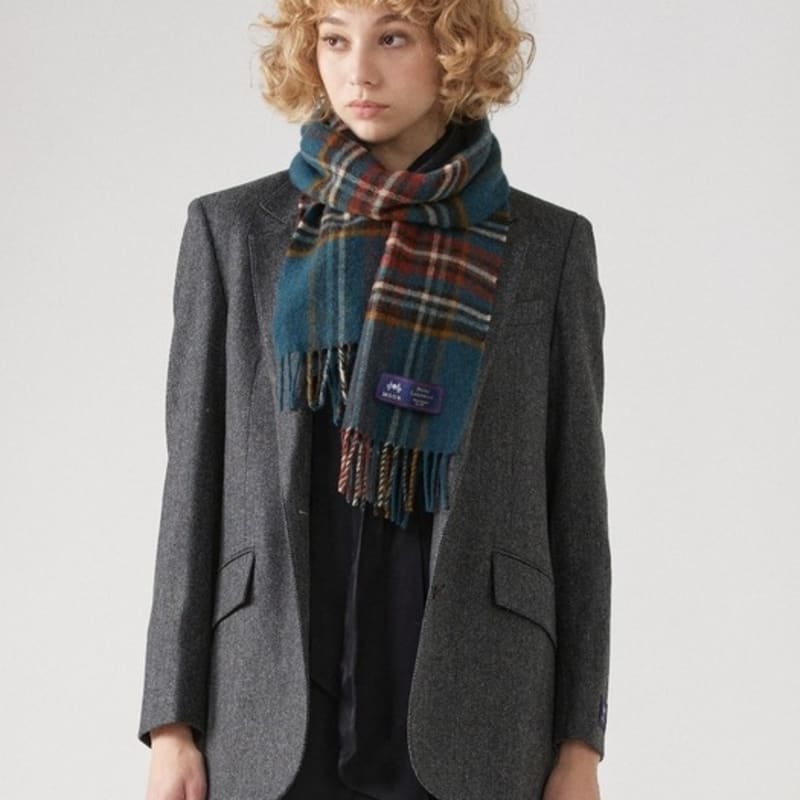 ABRAHAM MOON Merino Wool Muffler 25cm - Oatly Peacock