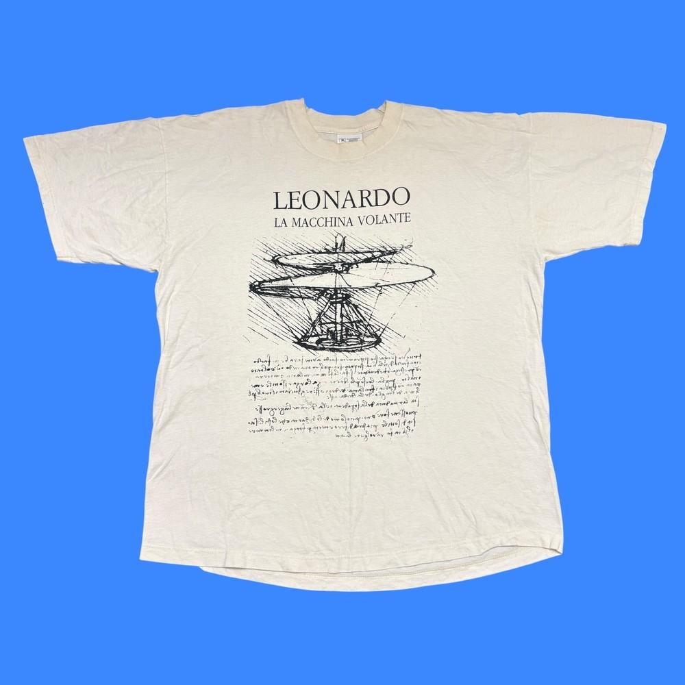 

Vintage Leonardo Da Vinci T Shirt XL Mens White 90s Screen Stars Art Tee Museum Unisex T-Shirt M