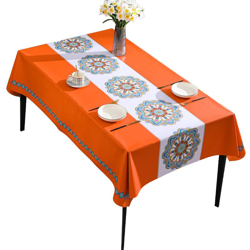 Nordic Imitation Embroidered Tablecloth Wind Waterproof, Oil-Proof And Anti-Scalding Rectangular Pvc Tablecloth Coffee Table Cloth Art