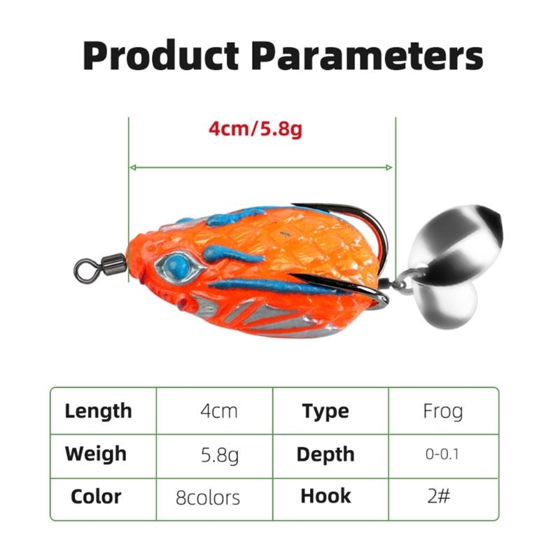 4cm 5.8g Ray Frogs Crankbait Lures PVC Frogs Lures Fishing Lures with Double Hook Blackfish Frogs Baits Multiple Color