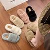 Muffin large size thick bottom height increase and fluffy slippers women wear autumn and winter fashion plush office home cotton mop