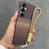 Carbon Fiber Texture for Magsafe Magnetic PC Case for Samsung Galaxy S25 Ultra S24 S23 S22 Plus FE Hard PC Lanyard Cover