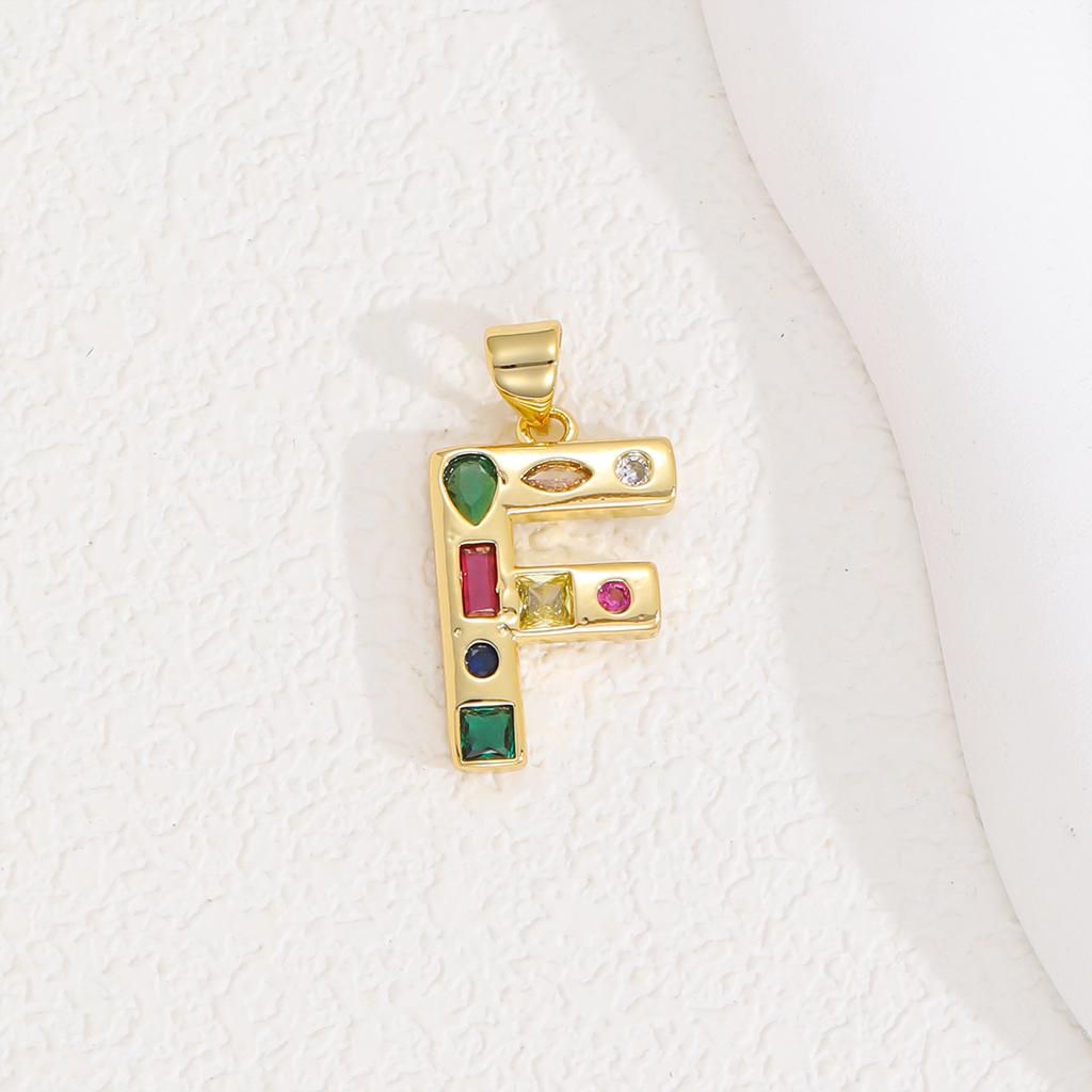 Multicolor Zircon A-Z Letters Pendant Necklace Crystal Water Drop 26 letters Pendant Necklace Gold Plated  Gift for Women