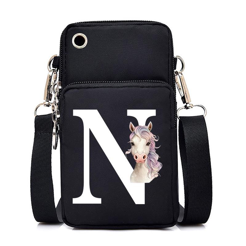 Unicorn Unicorn Letter Printing Black Oblique Span Bag Casual Portable Multi-Function Mobile Phone Bag