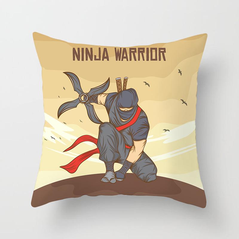 Japanese Ninja Character Digital Single-sided Printing Sofa Pillow Cushion Cover Home