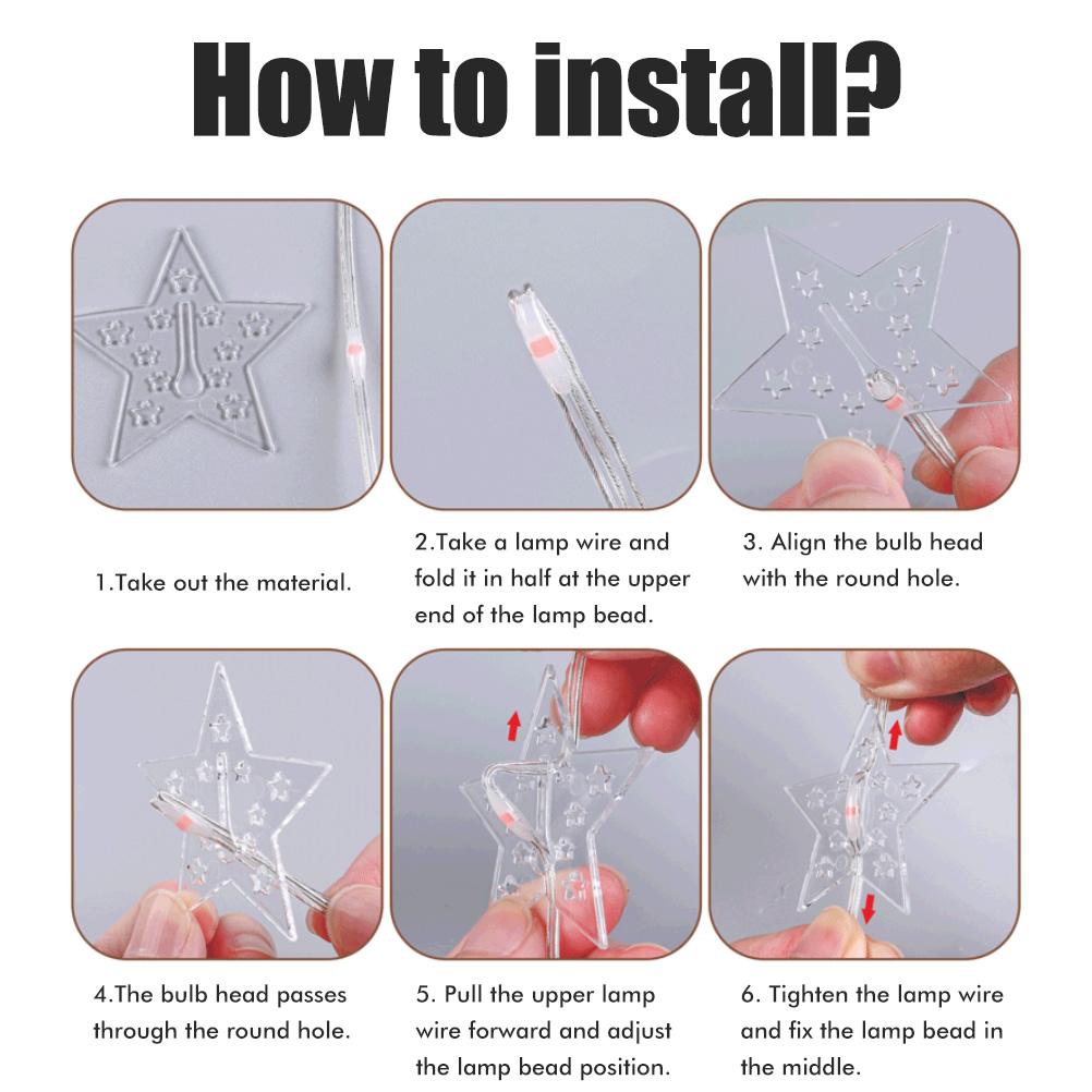 Märchenhafte Weihnachtsbeleuchtung LED Stern Lichterkette mit Fernbedienung für Innen Außen Party Hochzeit Feiertag