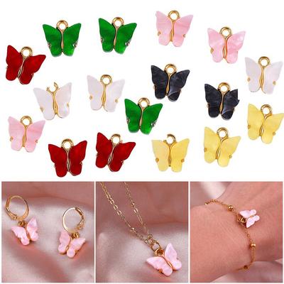 4pcs/lot  13x12.5mm Popular 8 Color Alloy Acrylic Butterfly Pendant DIY Pendants Earrings Necklaces Handmade Jewelry Accessory