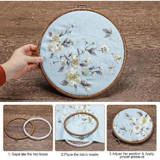 PATIKIL 6x4.7inch Embroidery Hoops, 5Pieces Imitated Wood Oval Frame Cross Stitch Hoop Ring for Embroidery Art Craft Sewing Ornaments Hanging
