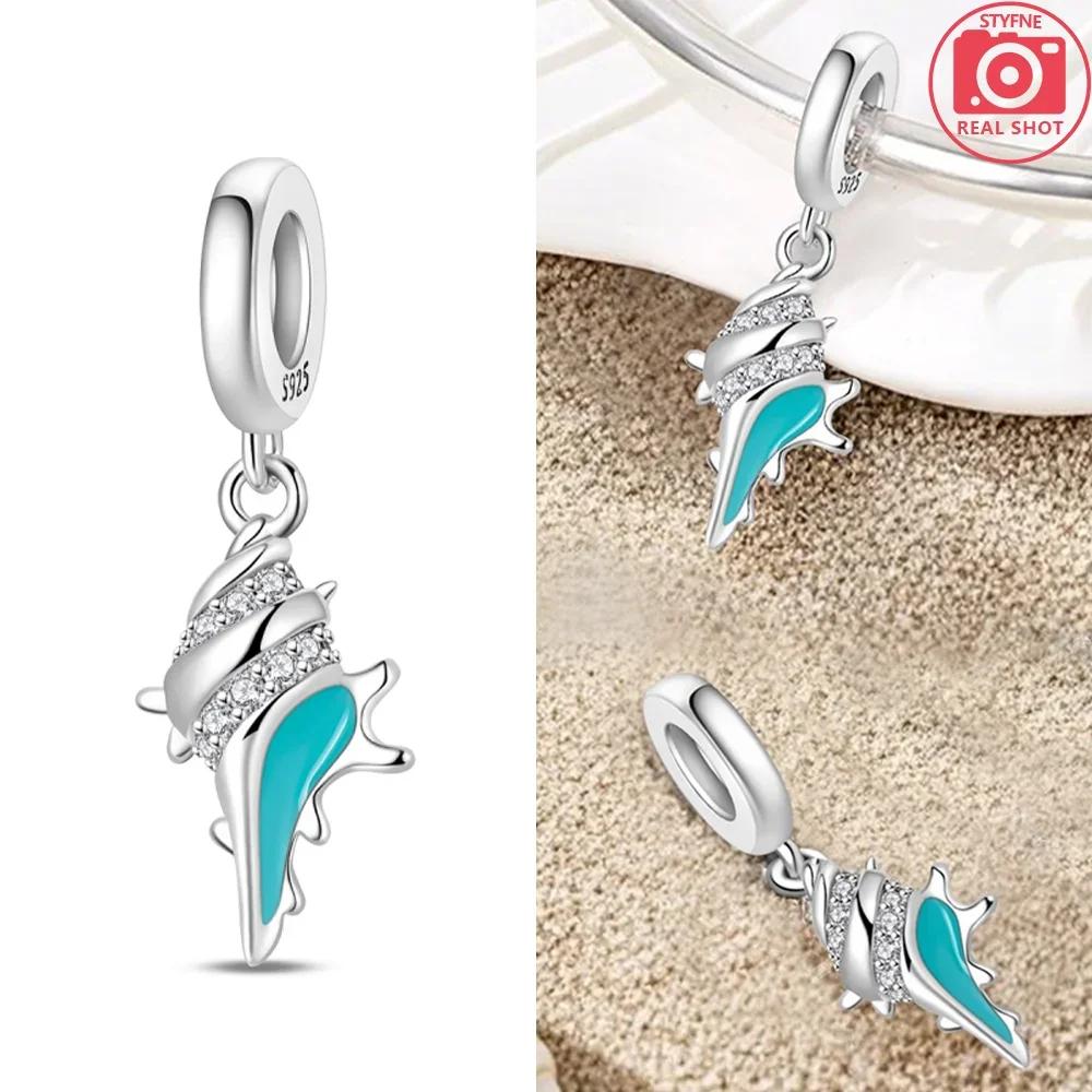 Original Butterfly Red Crab Crayfish Heart Blue Zircon Charm Beads Fit Braceletcopper Women Diy Fine Gift Jewelry Necklace