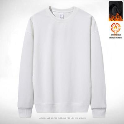 Herren Casual Fleece-gefüttertes Sweatshirt, Rundhalsausschnitt, Langarm, Herbst/Winter Stil, Locker geschnitten, Vielseitiger Pullover.