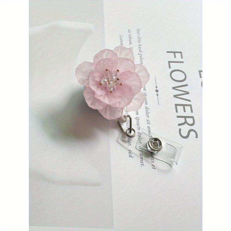 Retractable Pretty Cute Flower Badge Reels Holders With Alligator Clip For Nurses, Doctor, Office Worker, Teacher, School Student Gift ID Card