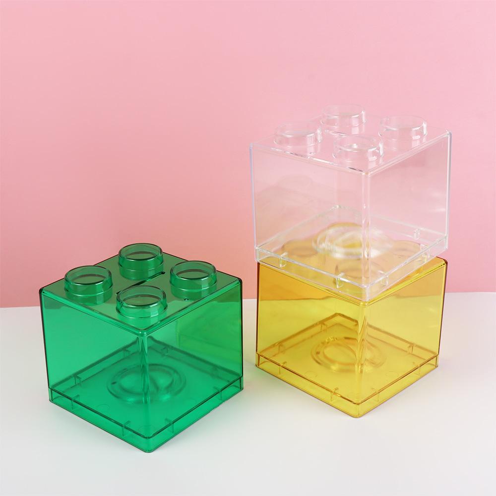 Transparent Colorful Boy Girls Cash Piggy Bank Toy Gift Coin Bank Building Block Coin Box Money Saving Box Storage Box
