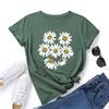 Casual Flowers Cotton T-Shirt Short Sleeve Round Neck Women 2d Print Tops