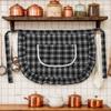 Breathable Half Waist Apron In Checkered Cotton; Stain Resistant Kitchen Work Clothing