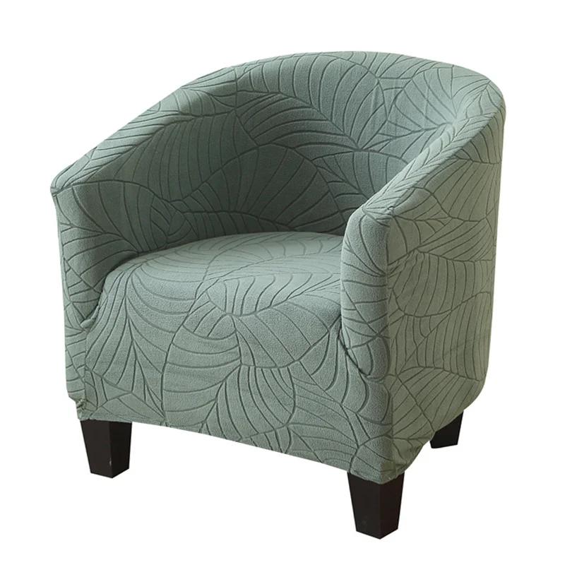 

Leaves Jacquard Tub Chair Cover Elastic Anti-dirty Armchair Covers Single Club Sofa Slipcovers for Living Room Cafe Bar Counter