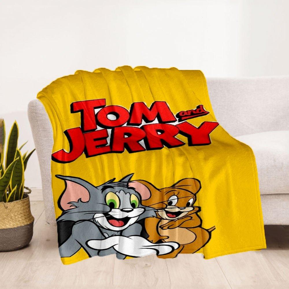 Tom and Jerry Phone WallpaperBlanket Flannel Throw Blanket for Sofa, Bed, Travel, Camping, Office