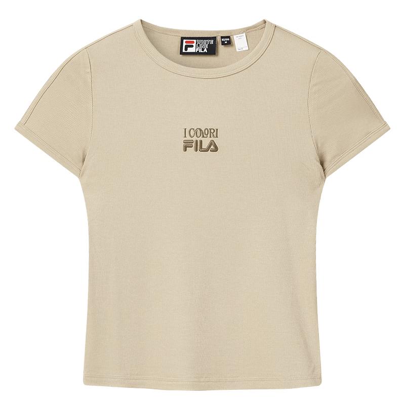 FILA Women's Ribbed Slim-Fit Short Sleeve T-Shirt