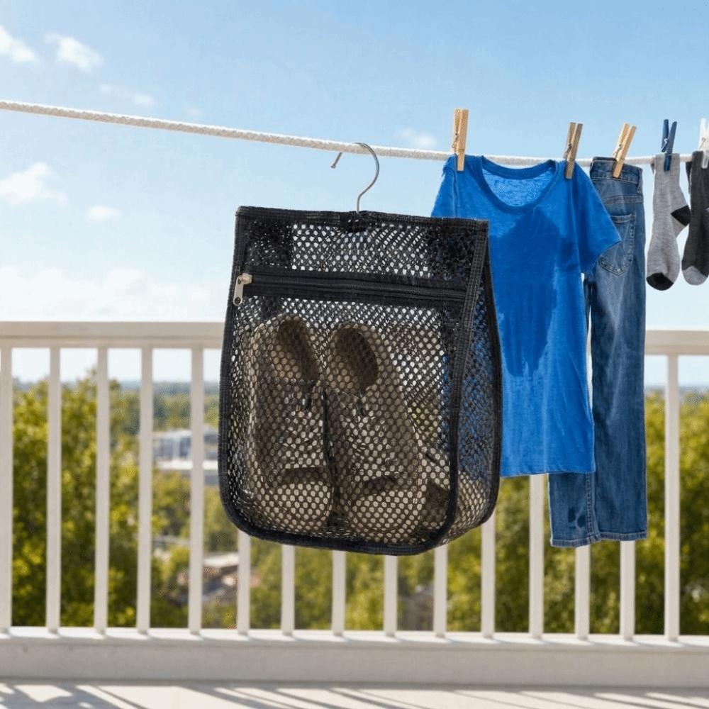 Large Capacity Mesh Clothespin Bag Zipper Closure Clothespin Hanging Bag for Home