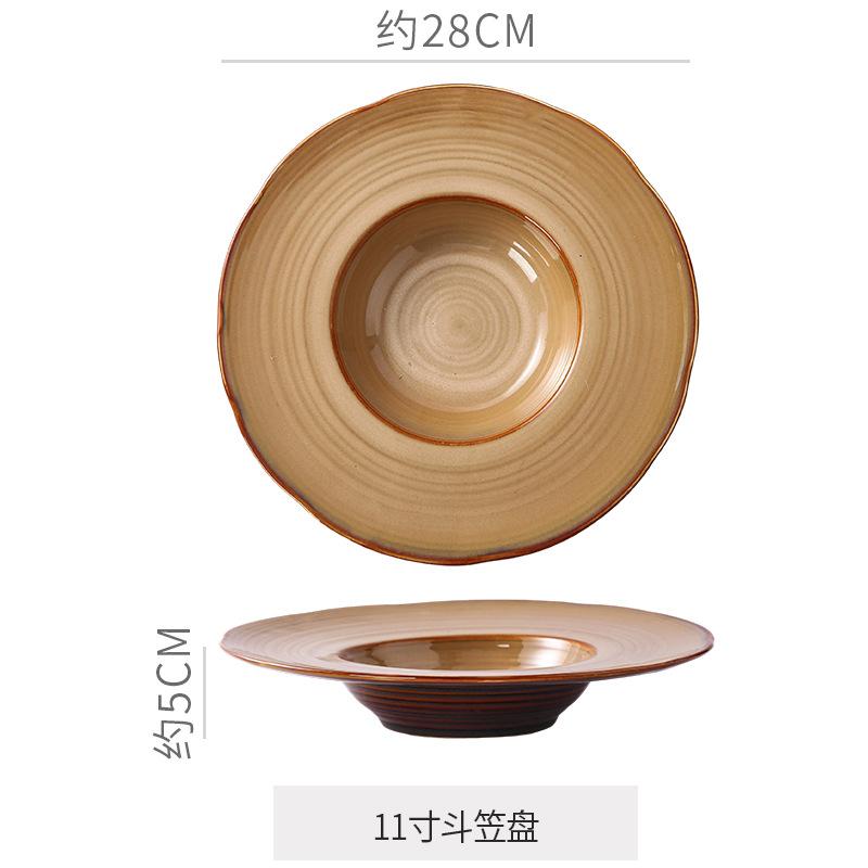 Retro Bowl Set, Special-shaped Large, Medium and Small Bowls, Kiln-changed Ceramic Tableware Creative Hotel Steak Plate