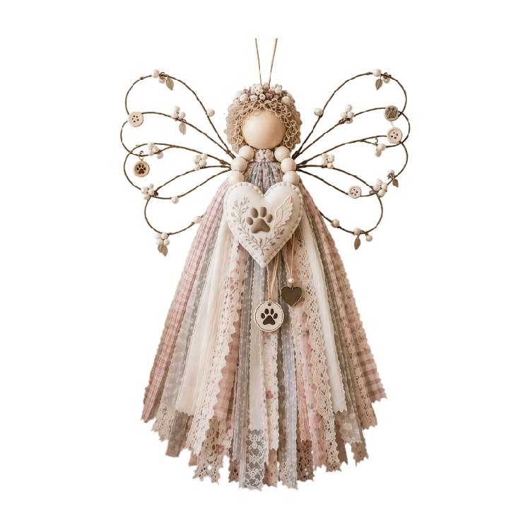 Angel Hanging Display Set for Indoor Rooms, Fabric Body Panels, Wire Outline and Hanging Cord Included for Use