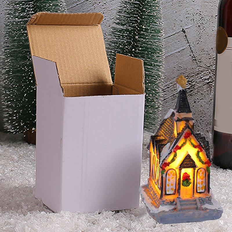 Mini Led Christmas Village Houses Building Xmas Winter Village Town Buildings Collection Home Indoor Room Decoration Xmas Gifts
