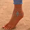 Handmade Turquoise Foot Chain Bohemian Style Foot Jewelry Casual Hollow Anklet  Vacation