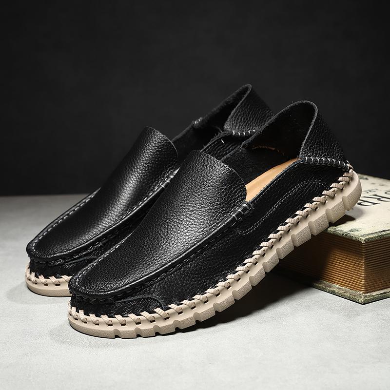 Handmade Genuine Leather Men Shoes Comfortable Casual Shoes For Men Loafers Moccasins Men Flats Shoes Driving Shoes Large Size 38-46