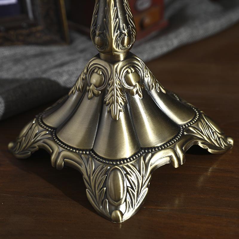 Bronze Retro Metal Candlestick with Three and Five Heads for Hotel, Wedding, or Restaurant Candlelight Dinners.