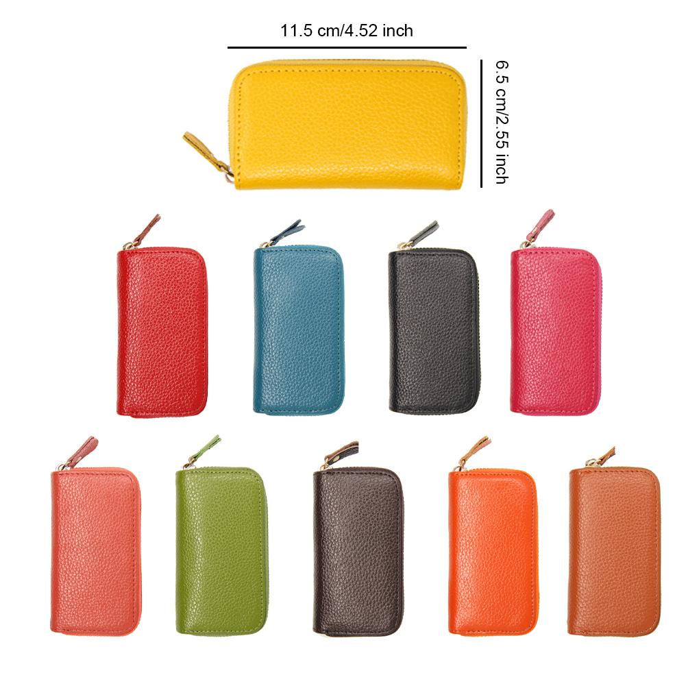 Leather Key Case Card Holder Zipper Purse Universal Holder Organizer Vintage Premium Multifunctional Unisex Purses