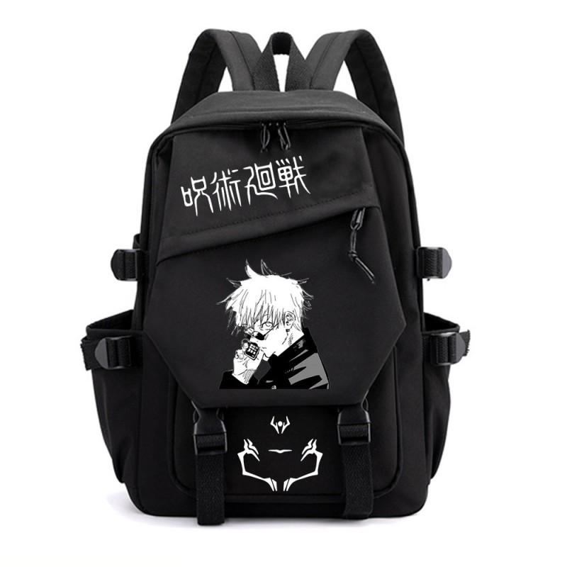 Zaino Scolastico Anime Jujutsu Kaisen per Ragazzi Unisex in Nylon con Doppia Bretella per l'Uso Quotidiano al Campus
