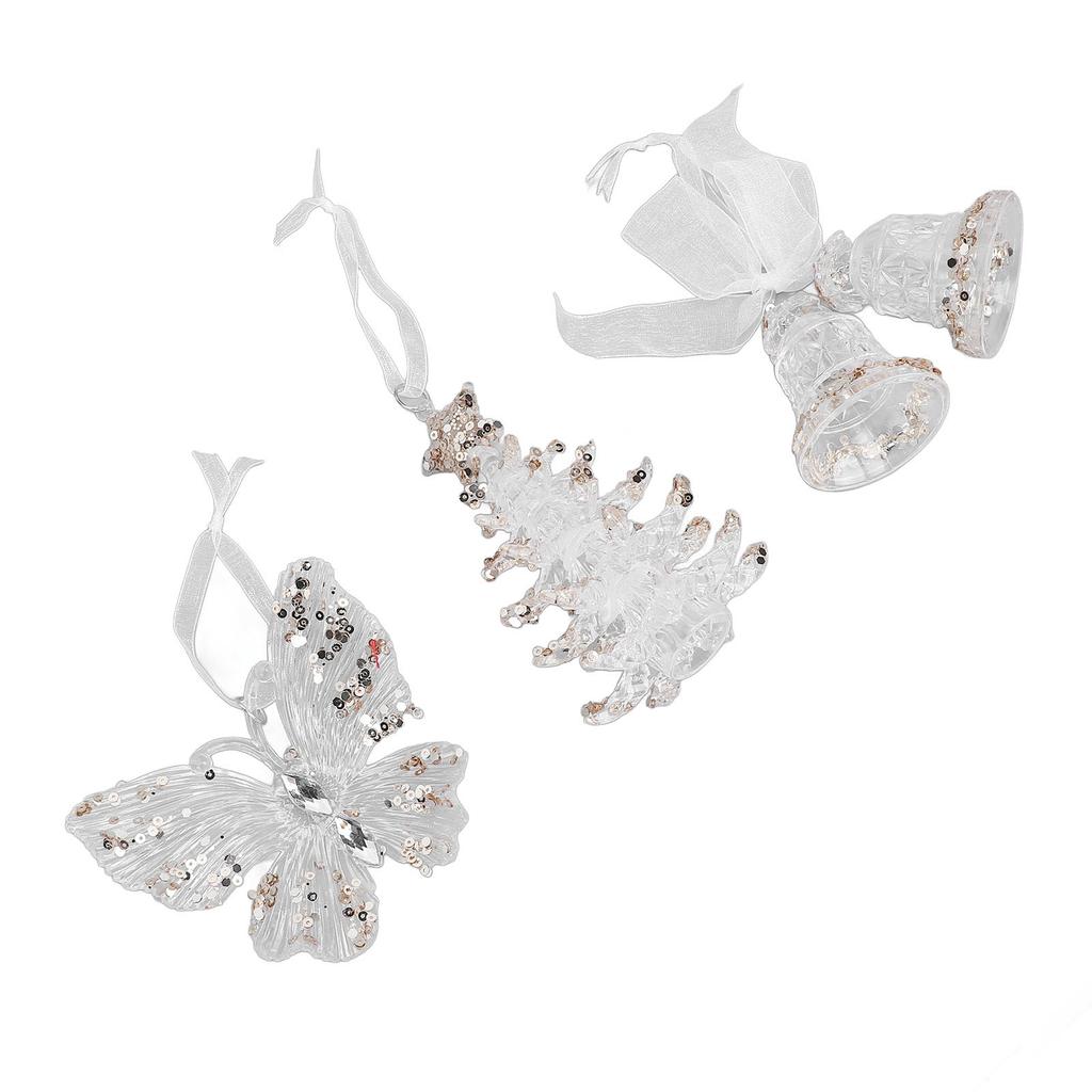 3pcs Xmas Bells Tree Ornament Xmas Theme Tree Hanging Decorative Pendant Set for Doorways