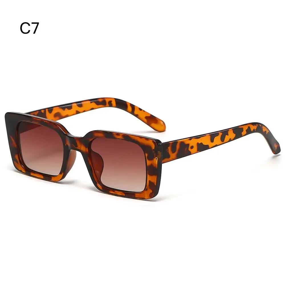 Vintage Strand/Reise Farbverlauf Damenmode Rechteck Leopard Sonnenbrille Schattierungen Herren Quadratische Sonnenbrille Luxus-Designer Gläser