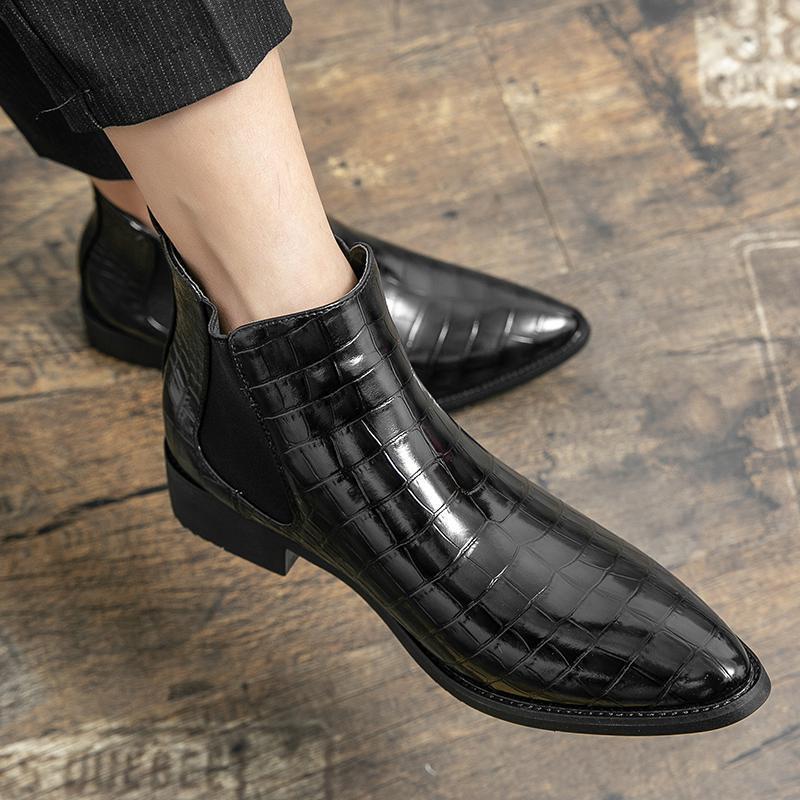 Men's Korean Style Pointed Toe High Top Leather Boots with Zipper - Autumn/Winter Collection