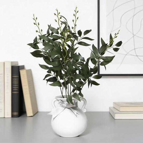 Artificial Salix Leaf 5 Forks Realistic Greenery Flexible Stems No Watering Maintenance Faux Plant Home Decor