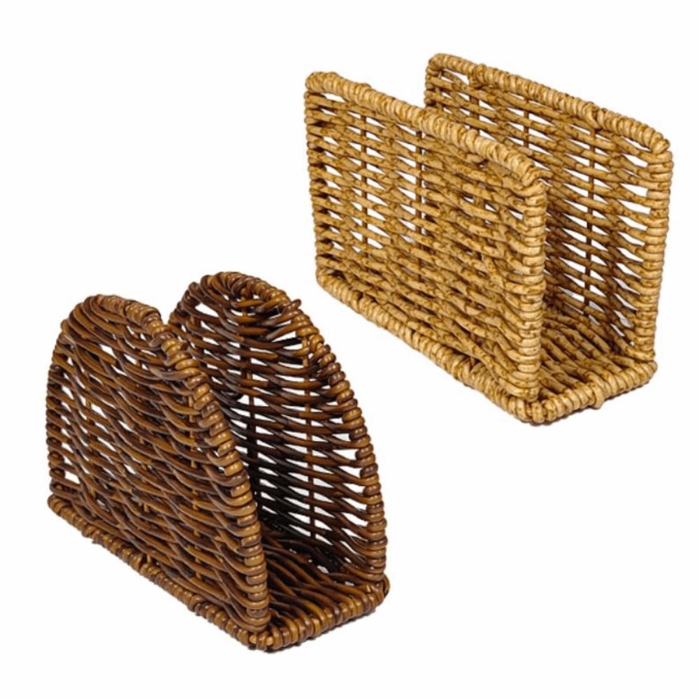 Retro Simulated Rattan Napkin Holders Rustic Style Paper Towel Container  Desktop Use