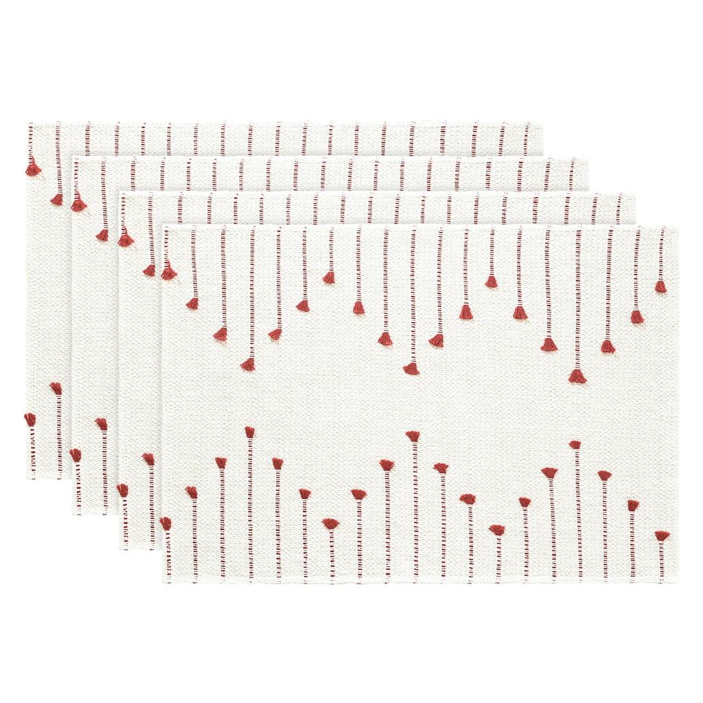 Light Grey Farmhouse Woven Rustic Placemats Set of 6,12x18 Seasonal Holiday Macrame Burlap Kitchen Dining Table Decoration for Home Party Decor