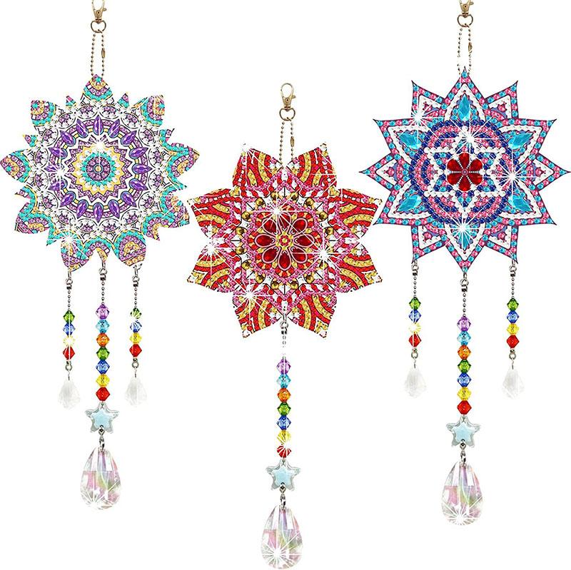 DIY Diamond Painting Suncatcher Wind Chime Pendant Double Sided Hanging Ornament Bedroom Window Decoration Pendant Handmade Gift