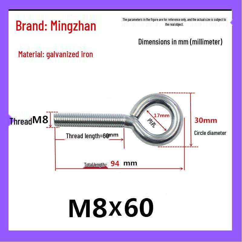 Closed Hook Eye Bolt Screw Ring Hanger - M2.5 to M8 Machine Thread