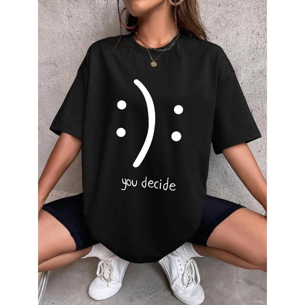 It'S Okay You Decide On It Cotton Print Women T-Shirt Harajuku Loose T-Shirts Hip Hop Casual Tshirt Creativity Fashion T-Shirt