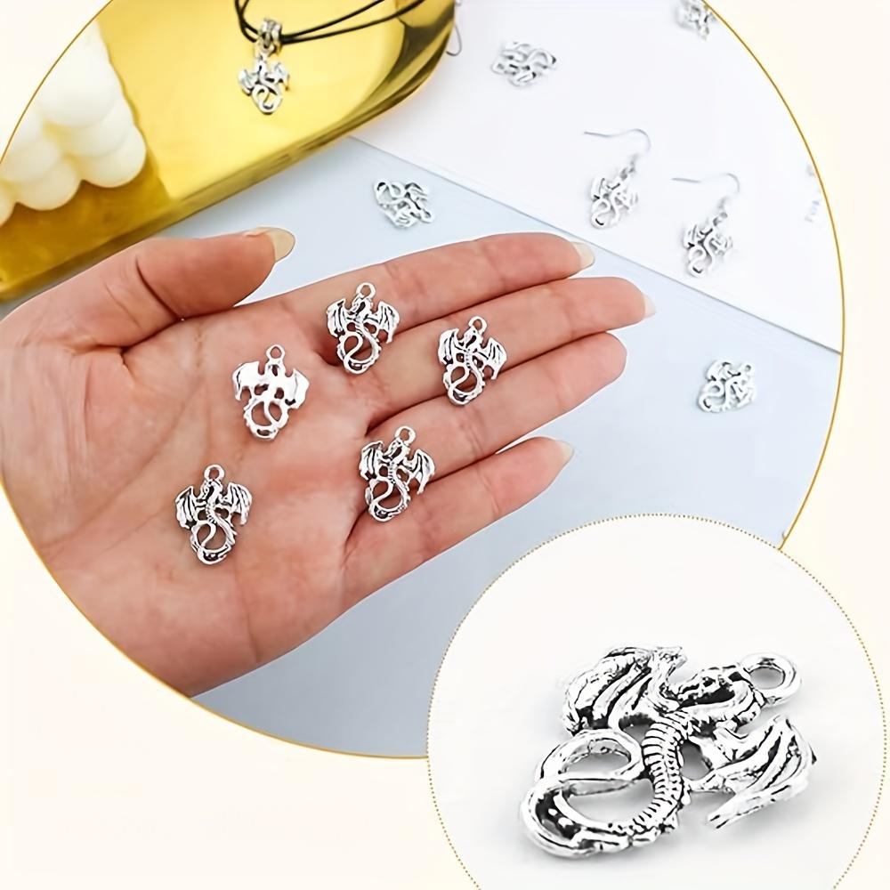 10/20/40pcs Creative Flying Dragon Shape Ancient Silver Ancient Blue Dragon Shape Pendant Alloy Pendant Versatile Personalized Animal Accessories