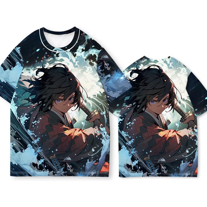 New Demon Slayer T-shirt Summer Short Sleeved T-shirt Surrounding Fashion Y Men's Anime 3D Printed T-shirt Loose Casual T-shirt