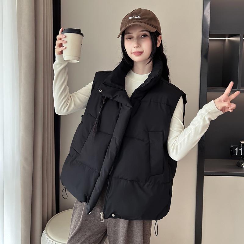 

Cotton vest women s autumn and winter new loose fashion women s vest versatile vest jacket tide M чёрный