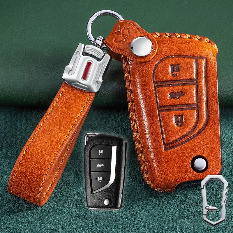 Leather Shell Key Fob Case Cover For Toyota Auris Corolla Reiz Avensis Verso Yaris Aygo Rav4 Scion TC IM 2015 2016 Keychain Bag