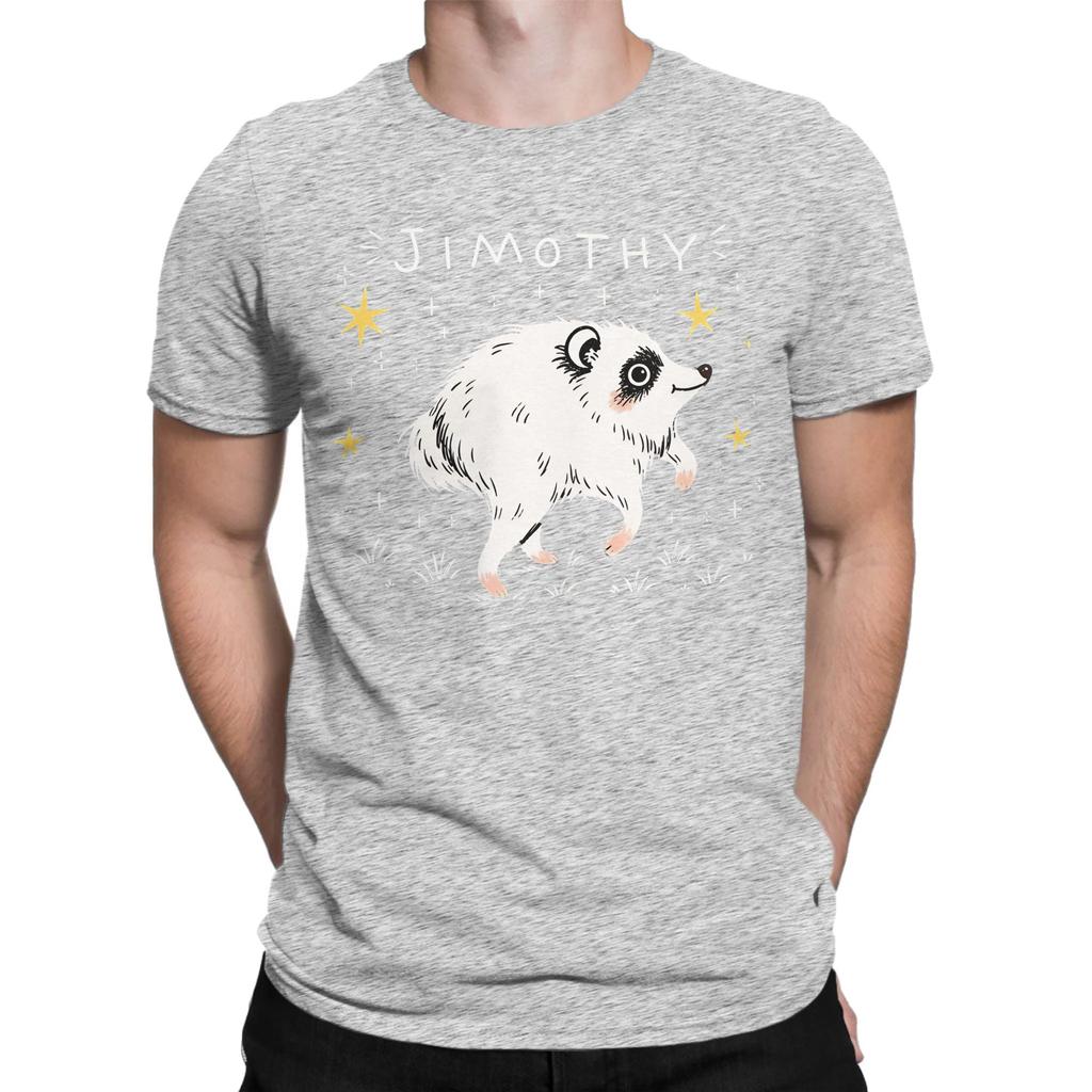 Unisexs Tshirt Raccoon Jimothy Vintage Pure Cotton Tees Short Sleeve Funny Internet Meme T Shirts Crew Neck Clothes Printed