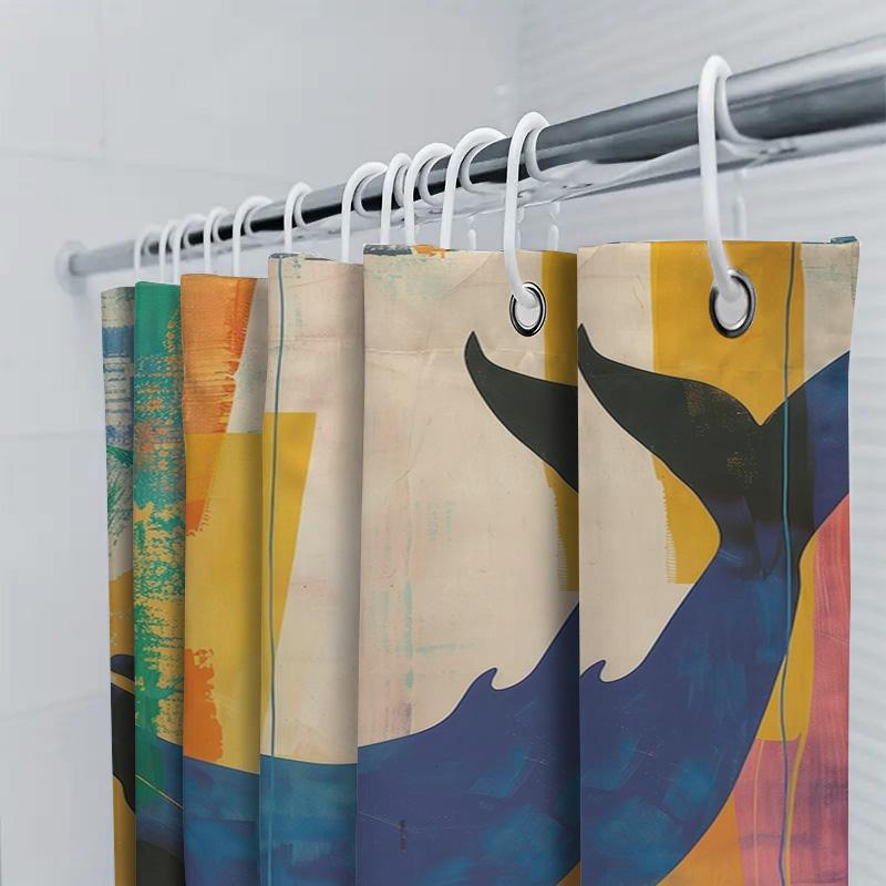 Modern Blue Whale Print Shower Curtain Waterproof Fabric Decor For Bathroom Multicolored Design By Taurusduan Home Dcor Collect