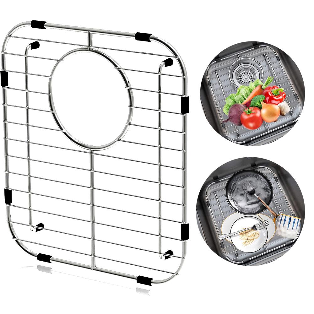 304 Premium Edelstahl Spülbeckenschutz für Küchenspüle, Universelles Doppelbecken Spülbeckenbodenrost 13,2"x11,6"x1,25", Stahl Küche