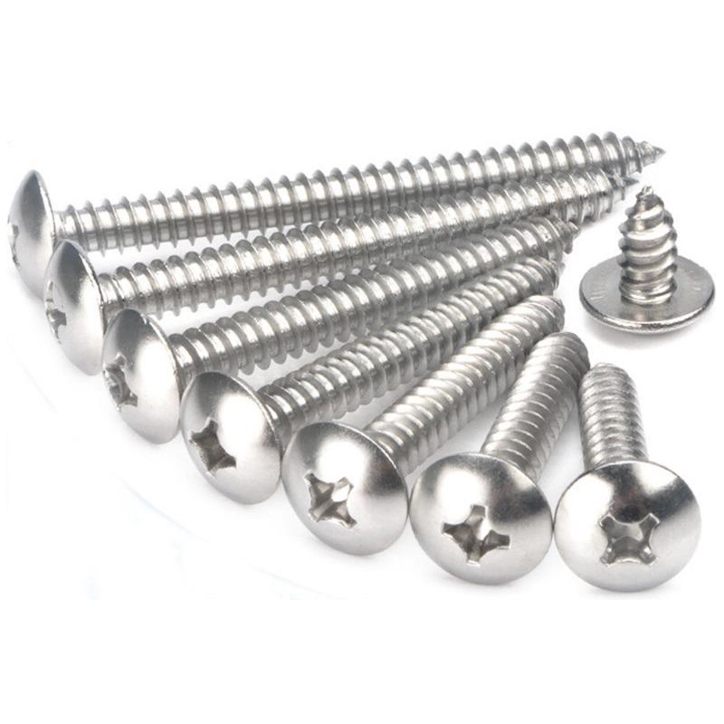 100/10pcs Round Head Self-Tapping Screw Phillips Recessed Truss Head Screws Stainless Steel Mushroom Screw Woodworking Fasteners