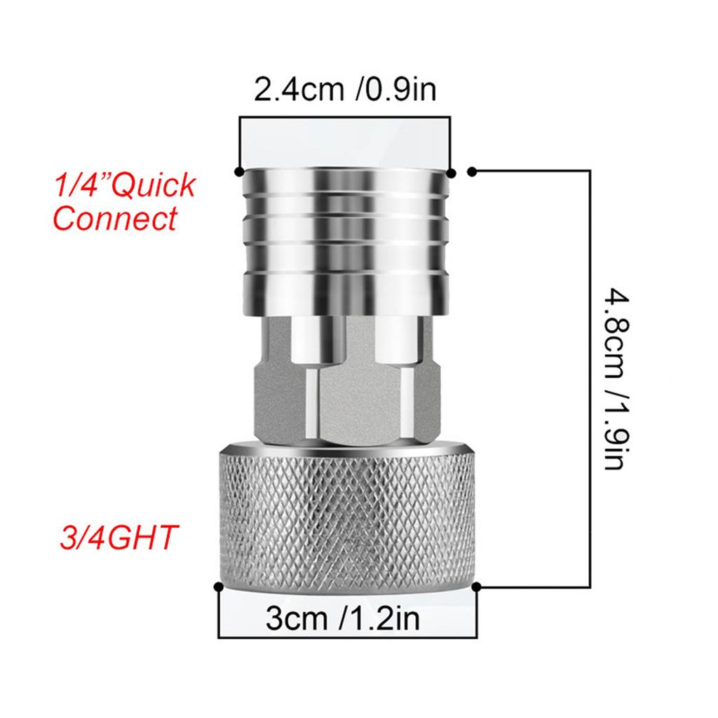 Garden Hose To Mini Power Washer Adapter 3/4'' GHT To 1/4'' Quick Connector Stainless Steel Car Washing Nozzle & Hose Attachment