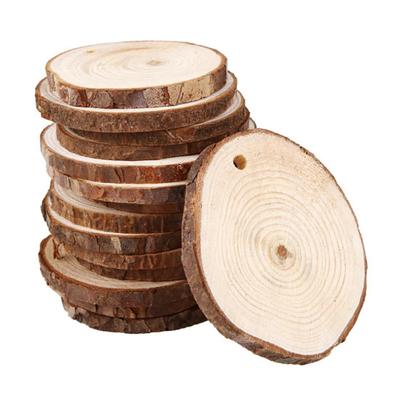 10 Stücke DIY Runde Loch Log Unvollendete Holzscheiben mit Kiefernspänen für Kinder